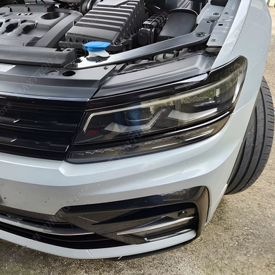 Накладки на фары, реснички VW Tiguan 2017-2020 черный глянец (ABS-пластик) тюнинг фото