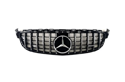 Решетка радиатора Mercedes W205 стиль GT черная с хромом (14-18 р.в.) тюнинг фото