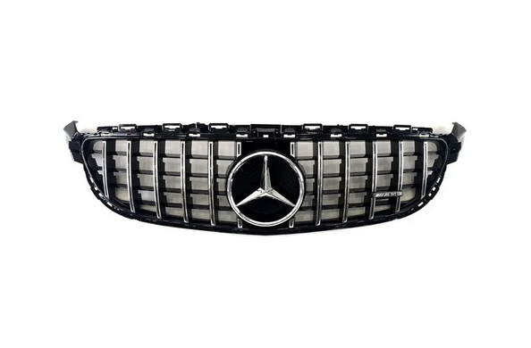 Решітка радіатора Mercedes W205 стиль GT чорна з хромом (14-18 р.в.) тюнінг фото