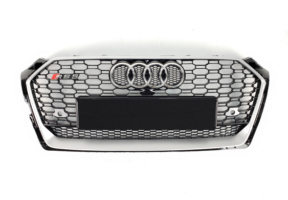Решетка радиатора Audi A5 стиль RS5 черный + хром рамка (2016-...) тюнинг фото