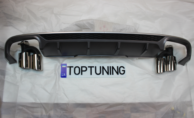 Диффузор (накладка) на S-Line задний бампер Audi A4 B9 тюнинг фото