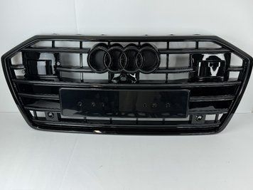 Решетка радиатора Audi A6 C8 стиль S6 черный глянец под камеру и радары (2018-...) тюнинг фото