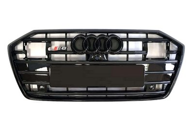 Решітка радіатора Audi A6 C8 стиль S6 чорний глянець під дистроник (2018-...) тюнінг фото