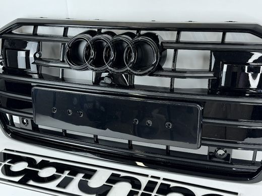 Решетка радиатора Audi A6 C8 стиль S6 черный глянец под камеру и радары (2018-...) тюнинг фото