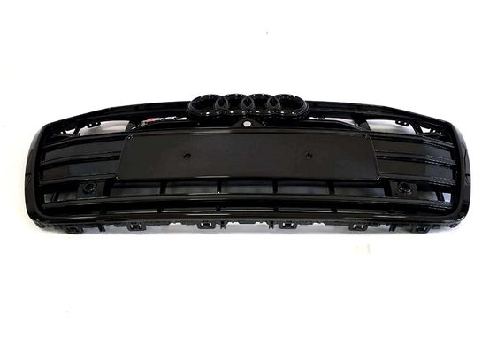 Решетка радиатора Audi A6 C8 стиль S6 черный глянец под дистроник (2018-...) тюнинг фото