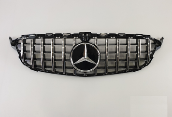 Решітка радіатора Mercedes W205 стиль GT чорна + хром (2019-...) тюнінг фото