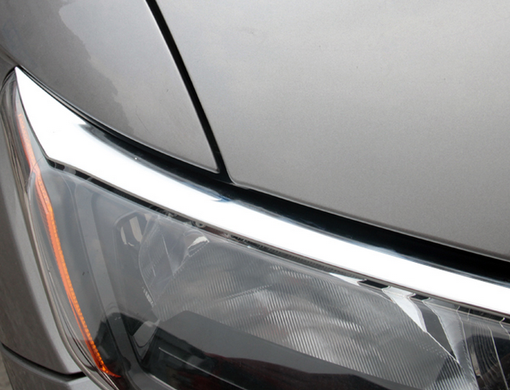 Реснички (бровки) на фары Nissan X-trail, серебристые (2014-...) тюнинг фото