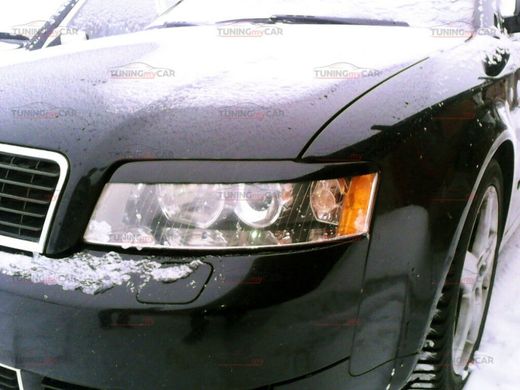 Вії, накладки фар Audi A4 b6, верхні чорний глянець тюнінг фото