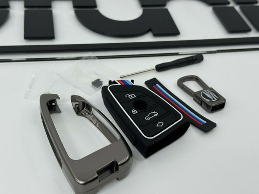 Чохол протектор на ключ для BMW F48 G30 G11 F39 F25 F15 F16 сірий хром тюнінг фото