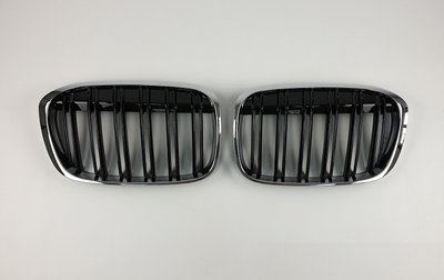 Решетка радиатора BMW X1 F48 М черный + хром рамка (15-19 г.в.) тюнинг фото