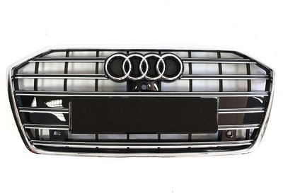 Решетка радиатора Audi A6 C8 стиль S6 черный глянец + хром (2018-...) тюнинг фото