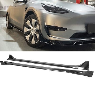 Накладки (диффузоры) порогов Tesla Model Y черный глянцевые тюнинг фото