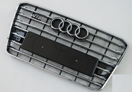 Решетка радиатора Audi A8 стиль S8 черная + хром (14-17 г.в.) тюнинг фото