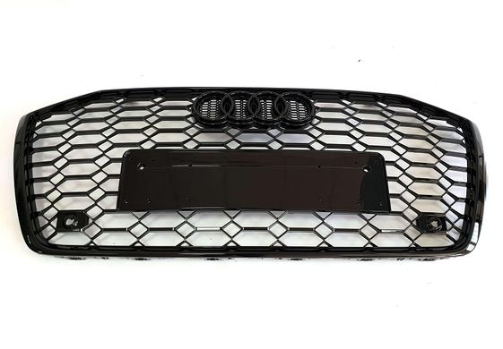Решетка радиатора Audi A6 C8 стиль RS6 черный глянец (2018-...) тюнинг фото