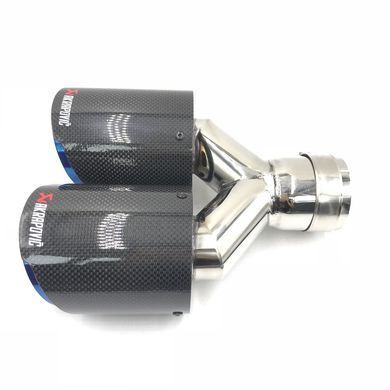 Насадка на глушник Akrapovic Carbon подвійна, глянець тюнінг фото