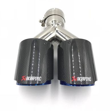 Насадка на глушник Akrapovic Carbon подвійна, глянець тюнінг фото