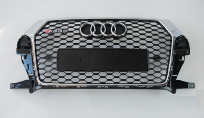 Решетка радиатора Audi Q3 стиль RSQ3 черная + хром рамка (15-18 г.в.) тюнинг фото