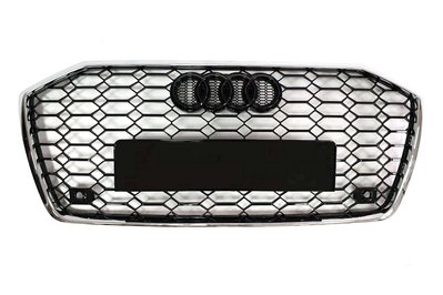 Решітка радіатора Audi A6 C8 стиль RS6 чорний глянець + хром (2018-...) тюнінг фото