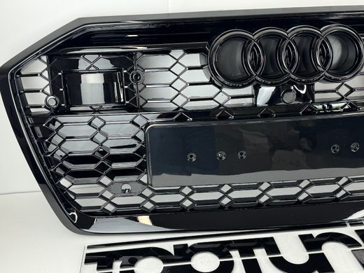 Решетка радиатора Audi A6 C8 стиль RS6 под камеру и радар (2018-...) тюнинг фото