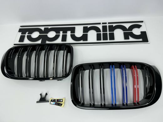 Решетка радиатора BMW X3 F25 (14-17 г.в.) / BMW X4 F26 (14-17 г.в.) М триколор тюнинг фото