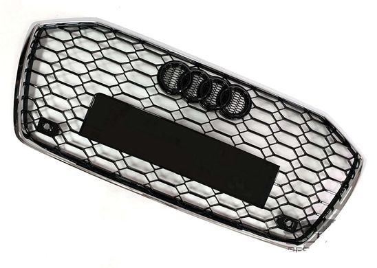 Решетка радиатора Audi A6 C8 стиль RS6 черный глянец + хром (2018-...) тюнинг фото