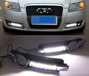 Рамки туманок AUDI A6 C6 c DRL (04-08 г.в.) тюнинг фото