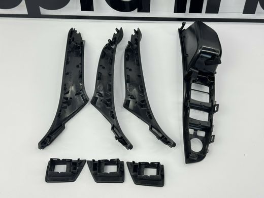 Внутрішні ручки дверей + панель склопідіймача BMW F10 / F11 LHD чорні тюнінг фото
