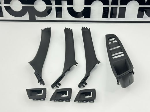 Внутрішні ручки дверей + панель склопідіймача BMW F10 / F11 LHD чорні тюнінг фото