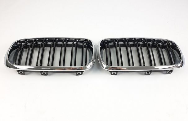 Решетка радиатора на BMW X5 F15 / X6 F16 М черная + хром рамка тюнинг фото