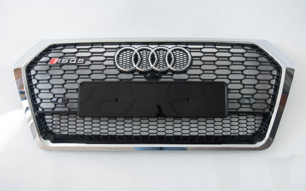 Решітка радіатора Audi Q5 стиль RSQ5 чорна + хром рамка (2017 -...) тюнінг фото