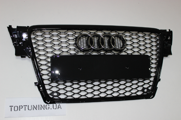Решітка радіатора Ауді A4 B8 в RS стилі, чорна глянсова (08-11 р.в.) тюнінг фото
