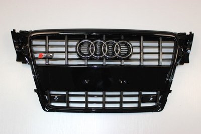 Решетка радиатора Ауди A4 B8 стиль S4 черная + хром (08-11 г.в.) тюнинг фото