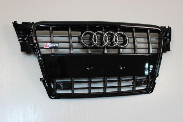 Решітка радіатора Ауді A4 B8 стиль S4 чорна + хром (08-11 р.в.) тюнінг фото