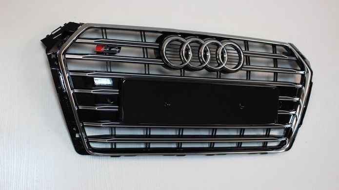 Решітка радіатора Ауді A4 B9 в S4 стилі, чорна + хром тюнінг фото