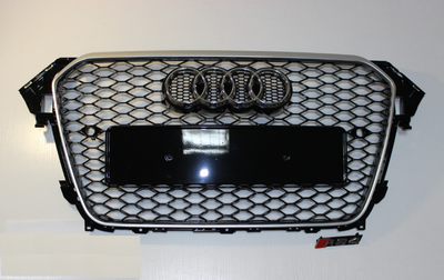 Решетка радиатора Ауди A4 B8 стиль RS4, черная+хром (12-15 г.в.) тюнинг фото