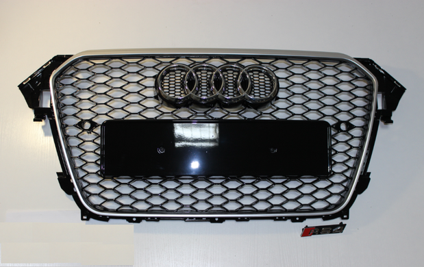 Решетка радиатора Ауди A4 B8 стиль RS4, черная+хром (12-15 г.в.) тюнинг фото