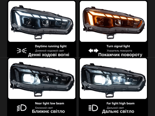 Оптика передня, фари на Mitsubishi Lancer тюнінг фото