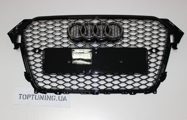 Решітка радіатора Ауді A4 B8 стиль RS4, чорна глянсова (12-15 р.в.) тюнінг фото