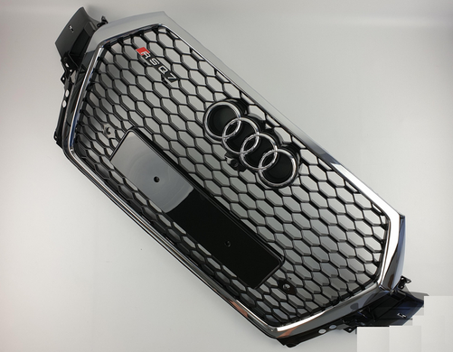Решетка радиатора Audi Q7 стиль RSQ7 черная + хром (2015-...) тюнинг фото