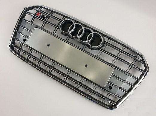 Решітка радіатора Ауді A7 G4 S7, срібло + хром (14-17 р.в.) тюнінг фото