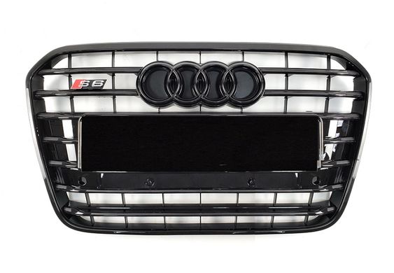 Решітка радіатора Audi A6 С7 стиль S6, чорна глянсова (11-14 р.в.) тюнінг фото