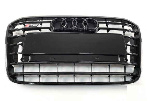Решетка радиатора Audi A6 С7 стиль S6, черная глянцевая (11-14 г.в.) тюнинг фото