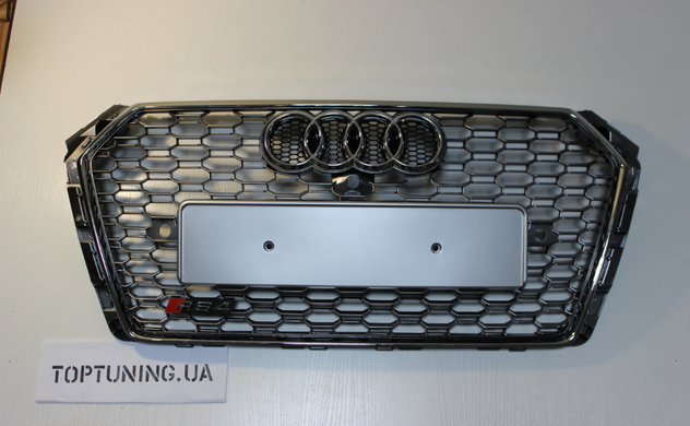 Решетка радиатора Ауди A4 B9 в стиле RS4 хром тюнинг фото