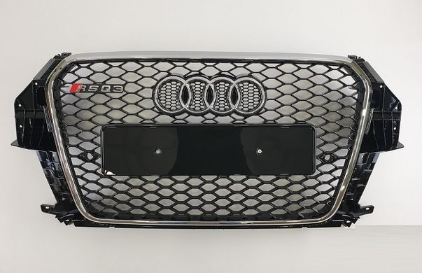 Решетка радиатора Audi Q3 RSQ3 черная + хром рамка (11-15 г.в.) тюнинг фото