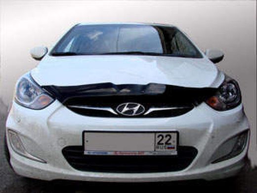 Дефлектор капота мухобойка SIM Hyundai Accent (темный, короткий) тюнинг фото