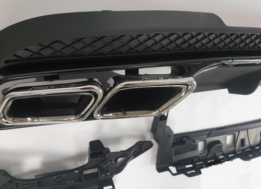 Диффузор (накладка) заднего бампера Mercedes W212 стиль AMG Black (13-16 г.в.) тюнинг фото