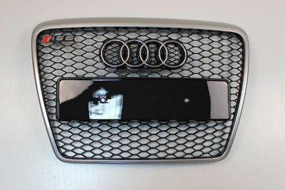 Решетка радиатора Ауди A6 C6 стиль RS6, черная + хром рамка (04-11 г.в.) тюнинг фото