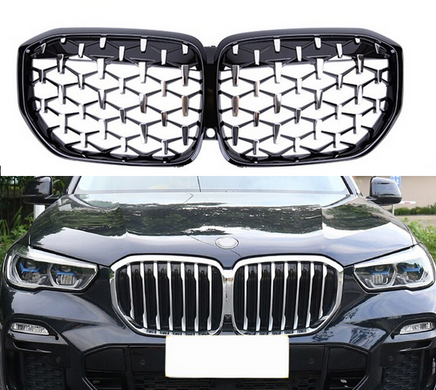 Решітка радіатора на BMW X5 G05 стиль Diamond Silver-Black тюнінг фото