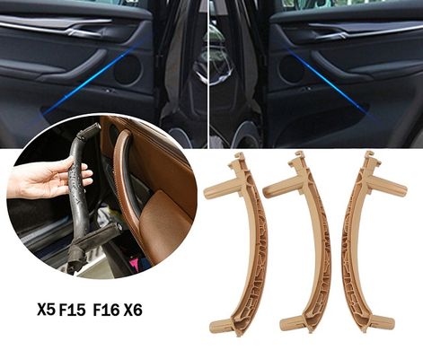 Комплект внутрішніх ручок дверей BMW X5 F15/ X6 F16 бежеві (3 ручки) тюнінг фото