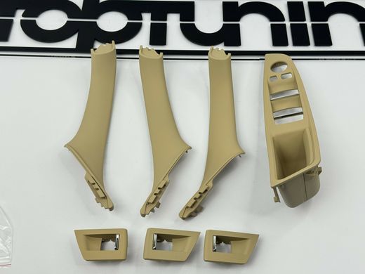 Внутрішні ручки дверей + панель склопідіймача BMW F10 / F11 LHD беживі тюнінг фото